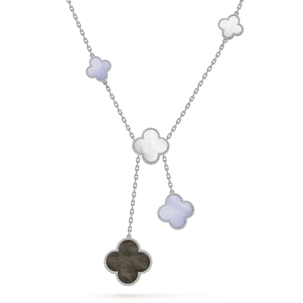 [Demi jewelry]CLOVER MOP CHALCEDONY NECKLACE SILVER 6 MOTIF