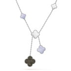 [Demi jewelry]CLOVER MOP CHALCEDONY NECKLACE SILVER 6 MOTIF
