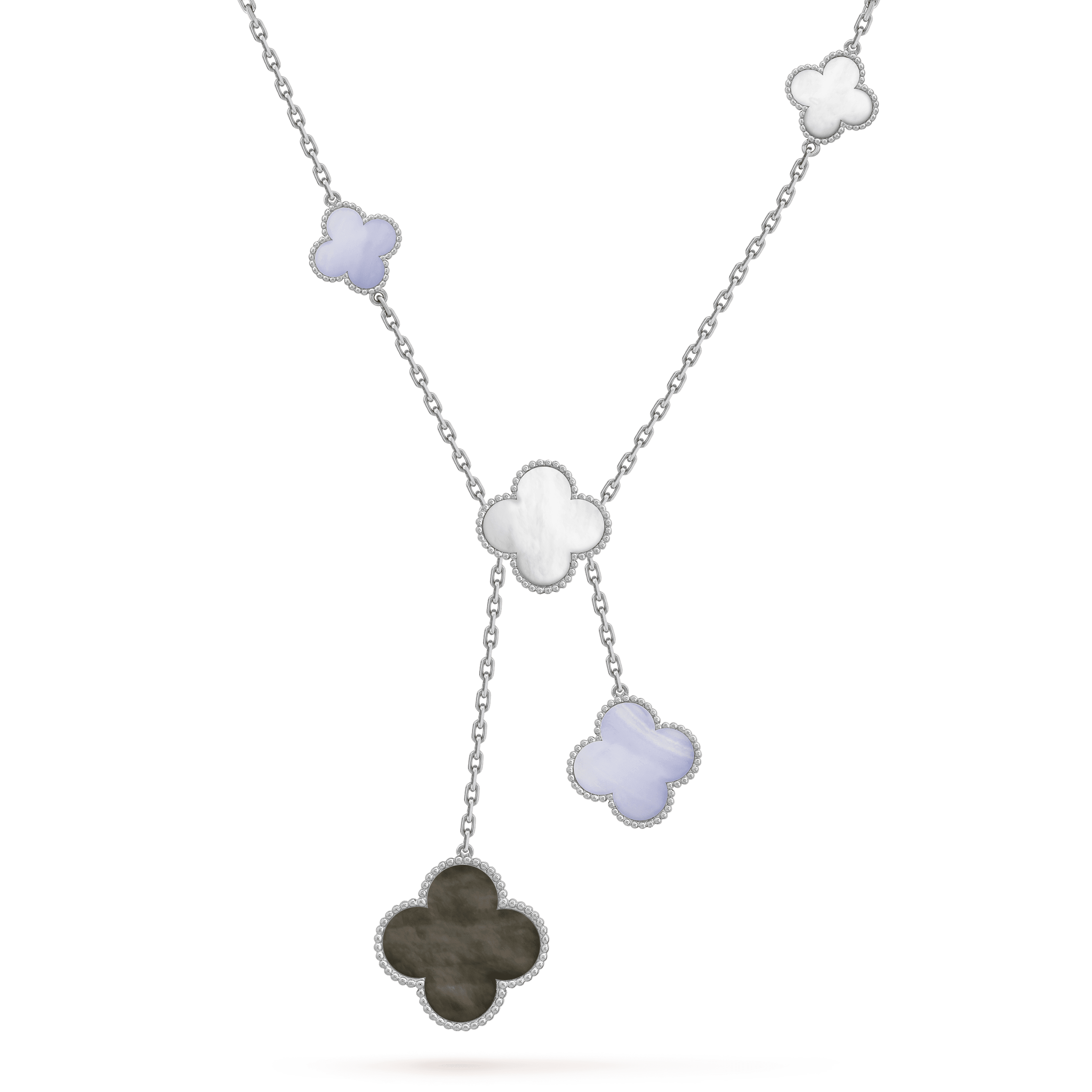 [Demi jewelry]CLOVER MOP CHALCEDONY NECKLACE SILVER 6 MOTIF