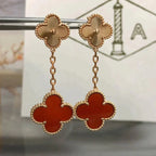 [Demi jewelry]CLOVER 2 MOTIF  LASER CARNELIAN EARRINGS