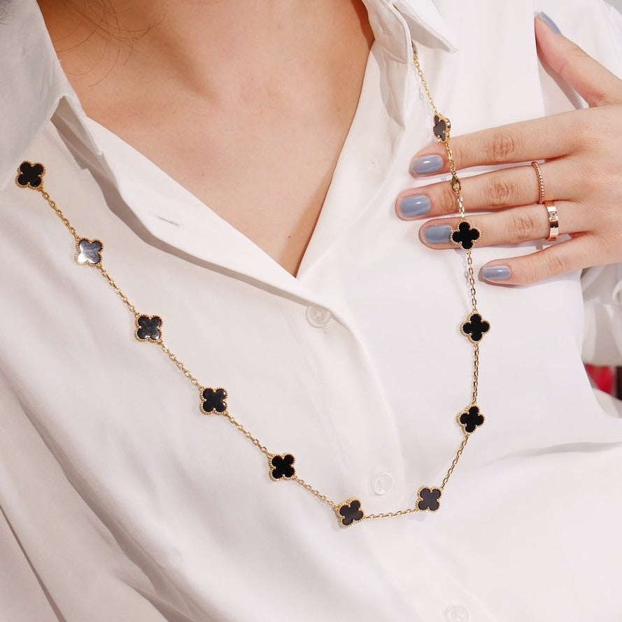 [Demi jewelry]CLOVER 20 MOTIFS ONYX ROSE GOLD