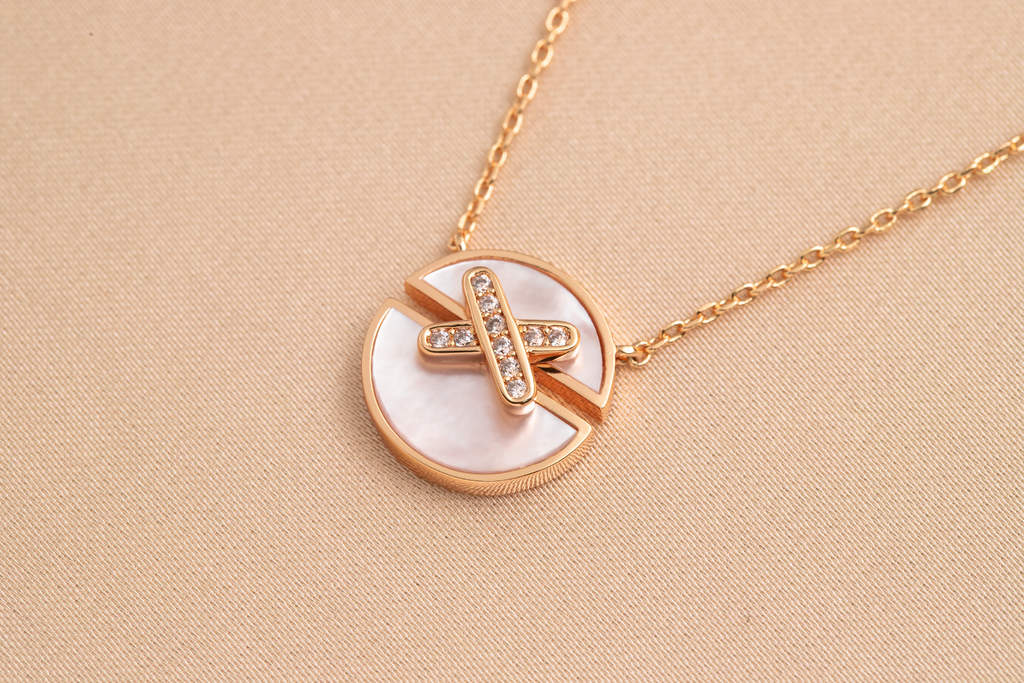[Demi jewelry]JEUX DE PINK GOLD DIAMOND NECKLACE