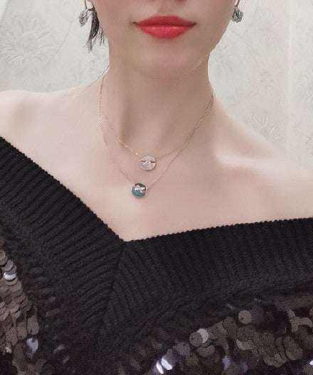 [Demi jewelry]JEUX DE PINK GOLD DIAMOND NECKLACE