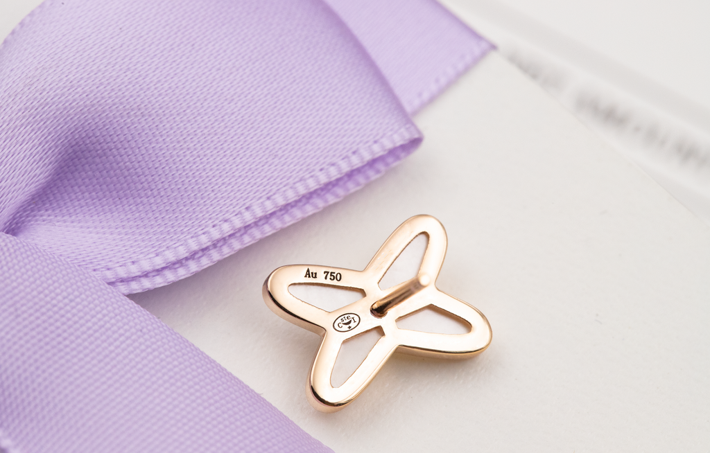 [Demi jewelry]JEUX DE WHITE MOP PINK GOLD DIAMOND EARRINGS