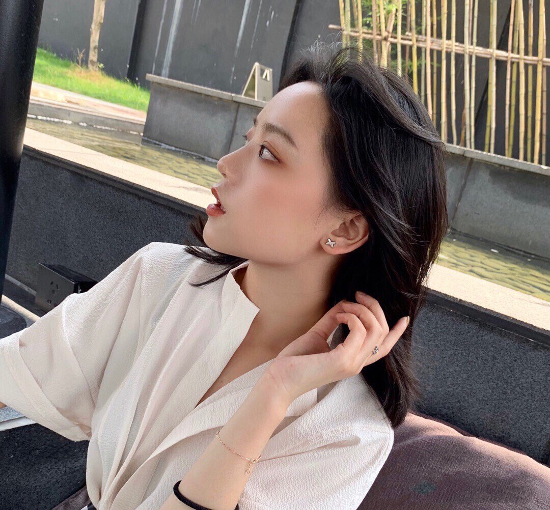 [Demi jewelry]JEUX DE WHITE MOP ROSE GOLD DIAMOND EARRINGS