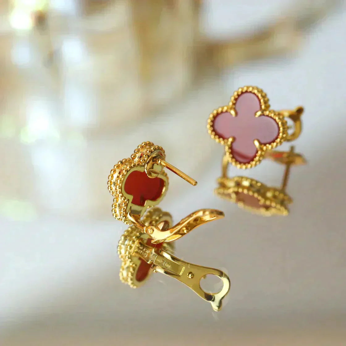 [Demi jewelry]CLOVER MEDIUM 1 MOTIFS CARNELIAN  EARRINGS