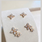 [Demi jewelry]STAR BLOSSOM STUD EARRINGS PINK GOLD DIAMONDS