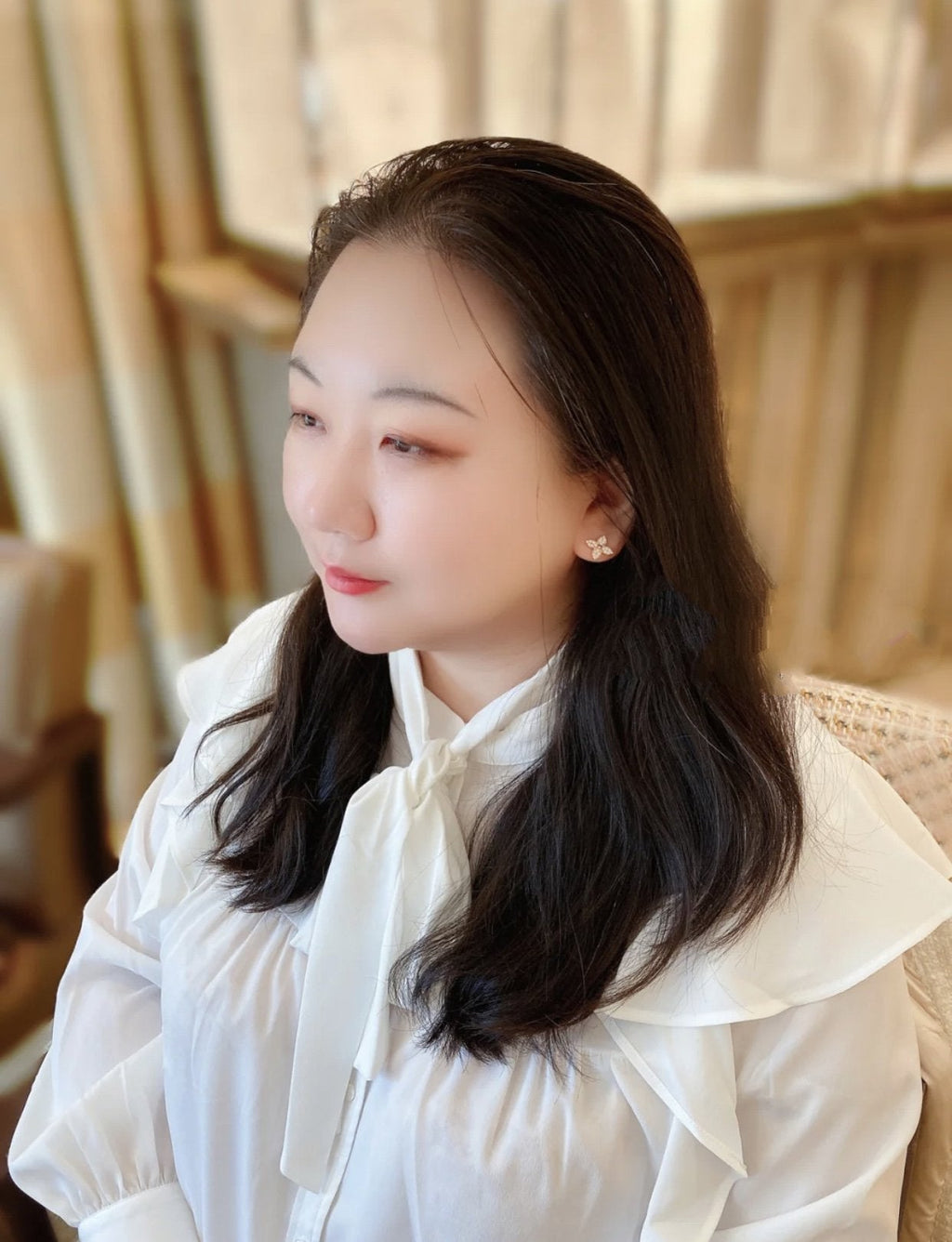 [Demi jewelry]STAR BLOSSOM STUD EARRINGS PINK GOLD DIAMONDS