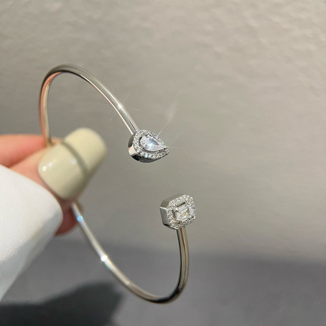 [Mystic ]JONC FLEX MY TWIN TOI & MOI SILVER DIAMOND BRACELET