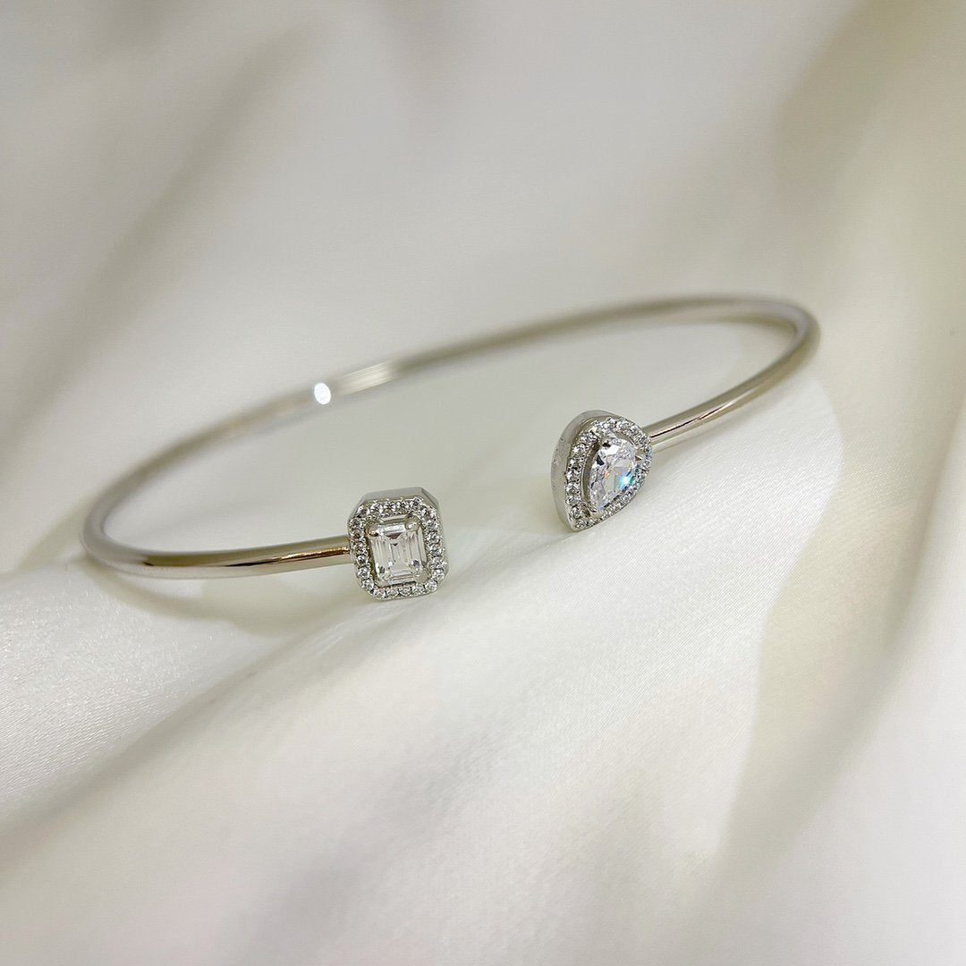 [Mystic ]JONC FLEX MY TWIN TOI & MOI SILVER DIAMOND BRACELET