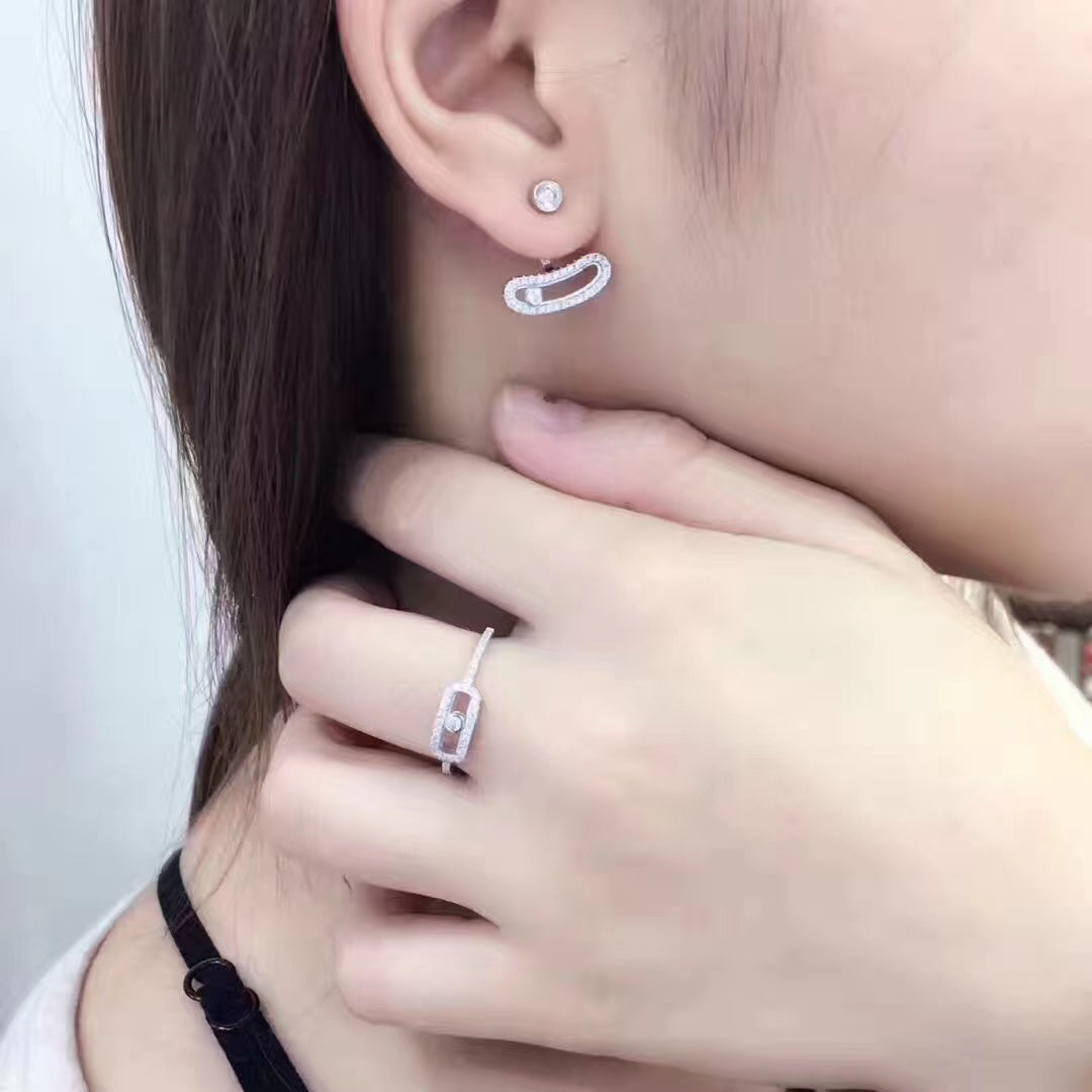 [Mystic ]MOVE UNO SILVER DIAMOND EARRINGS