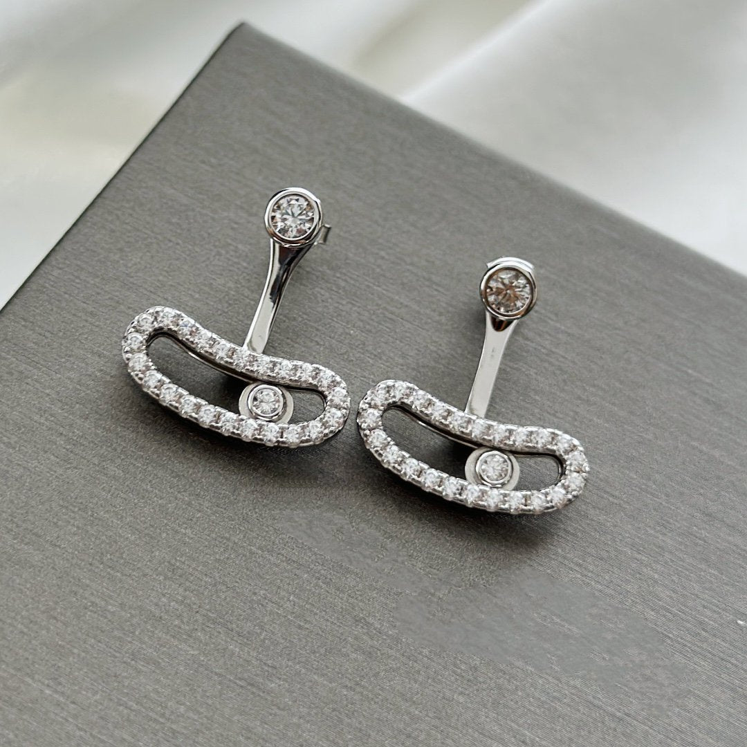 [Mystic ]MOVE UNO SILVER DIAMOND EARRINGS