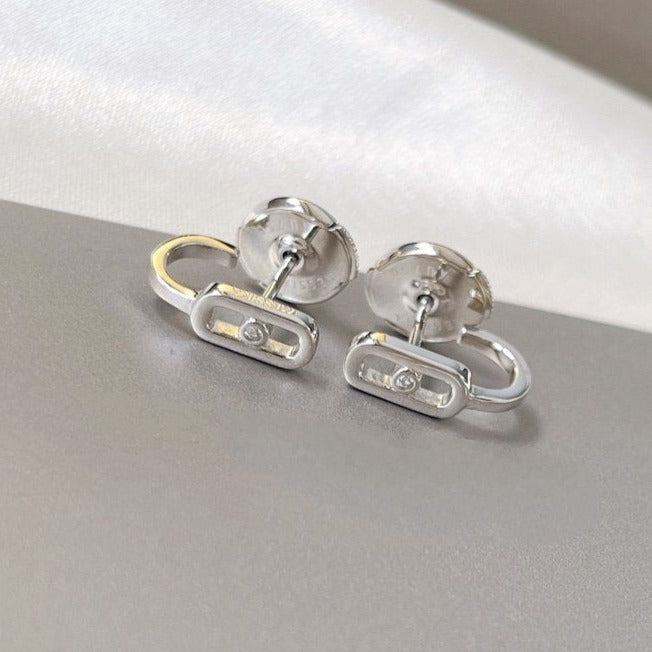 [Mystic ]CREOLES MOVE UNO MINI 1 DIAMOND EARRINGS