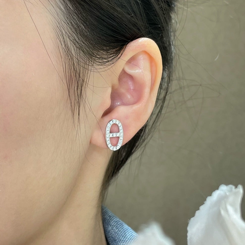 [Demi jewelry]HM FULL DIAMOND PIG NOSE STUD EARRINGS