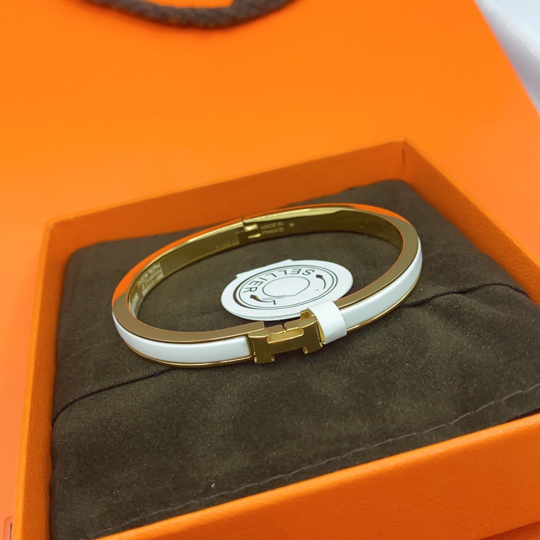 [Demi jewelry]CLASSIC HM CLIC WHITE 8MM ENAMEL BRACELET