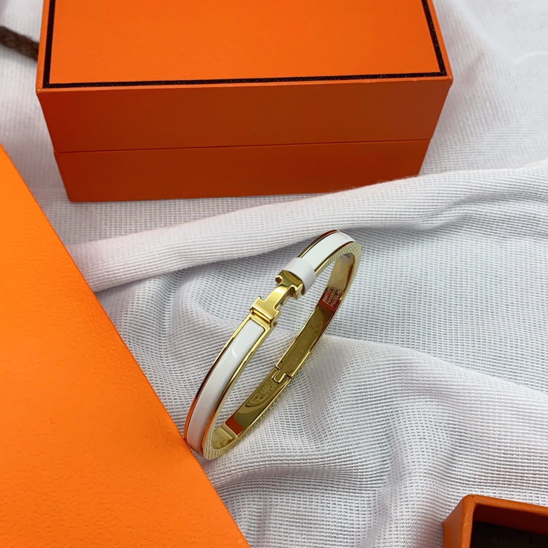 [Demi jewelry]CLASSIC HM CLIC WHITE 8MM ENAMEL BRACELET