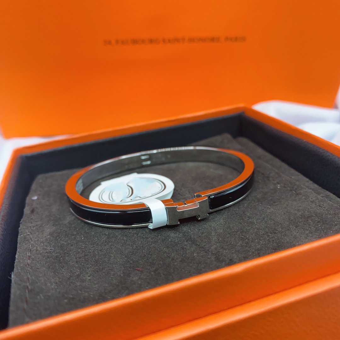 [Demi jewelry]CLASSIC HM CLIC BLACK 8MM ENAMEL BRACELET