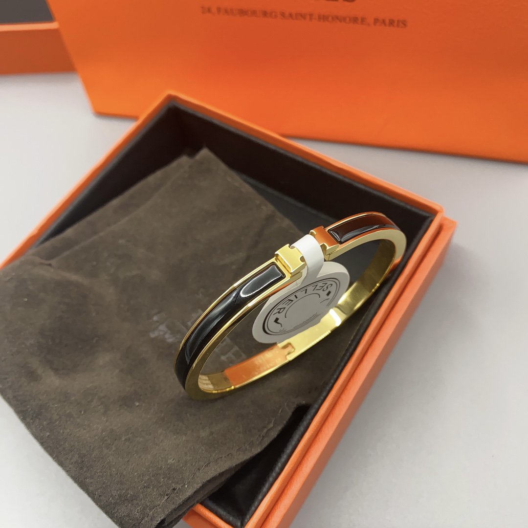 [Demi jewelry]CLASSIC HM CLIC BLACK 8MM ENAMEL BRACELET