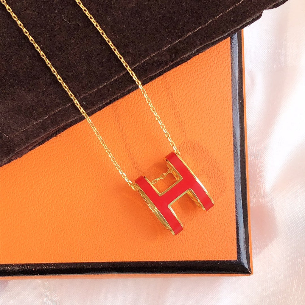 [Demi jewelry]HM CLIC RED ENAMEL GOLD NECKLACE