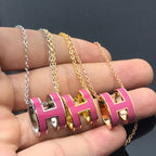[Demi jewelry]H NECKLACE PINK