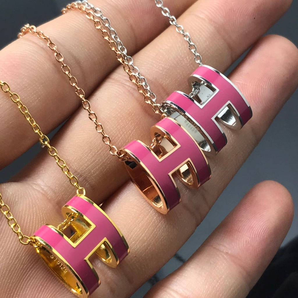 [Demi jewelry]H NECKLACE PINK