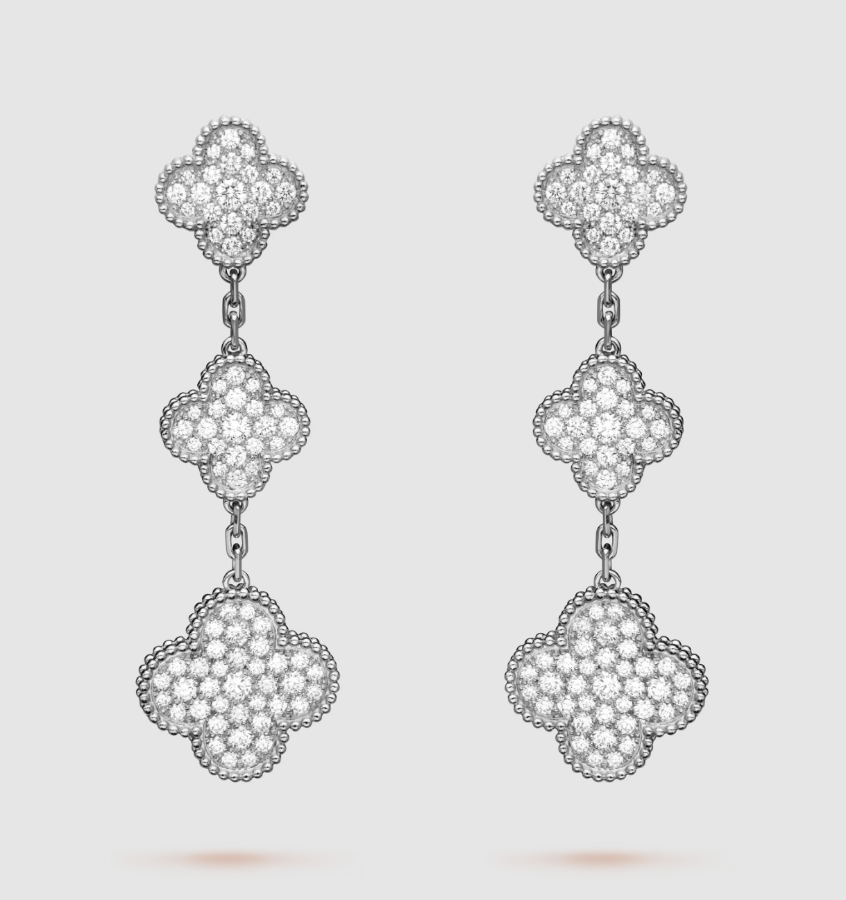 [Demi jewelry]CLOVER 3 MOTIF DIAMOND SILVER DROP EARRINGS
