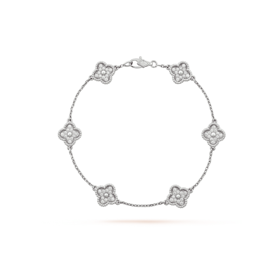 [Demi jewelry]CLOVER 6 MOTIF SILVER DIAMOND BRACELET