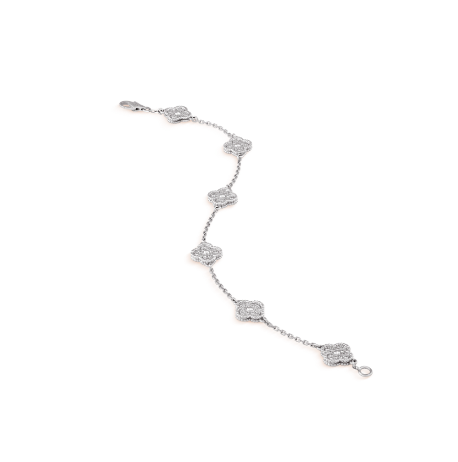 [Demi jewelry]CLOVER 6 MOTIF SILVER DIAMOND BRACELET