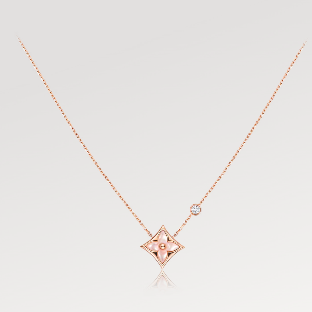 [Demi jewelry]STAR PINK MOP 1 DIAMOND PINK GOLD NECKLACE