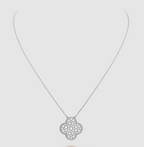 [Demi jewelry]CLOVER 25MM LARGE PENDANT DIAMOND PAVED SILVER NECKLACE