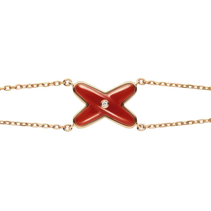 [Demi jewelry]JEUX BRACELET CARNELIAN PINK GOLD 1 DIAMOND