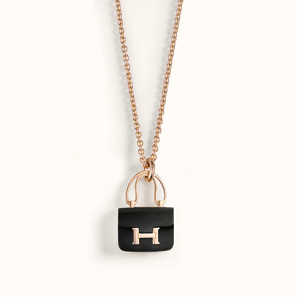[Demi jewelry]CONSTANCE BLACK PEDANT PINK GOLD NECKLACE