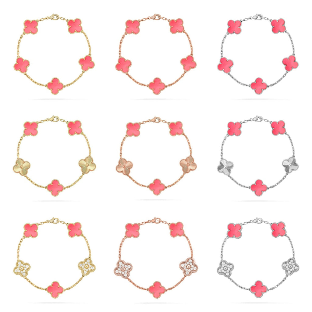[Demi jewelry] CLOVER 5 MOTIFS  PINK MOP BRACELET COLLECTION-new