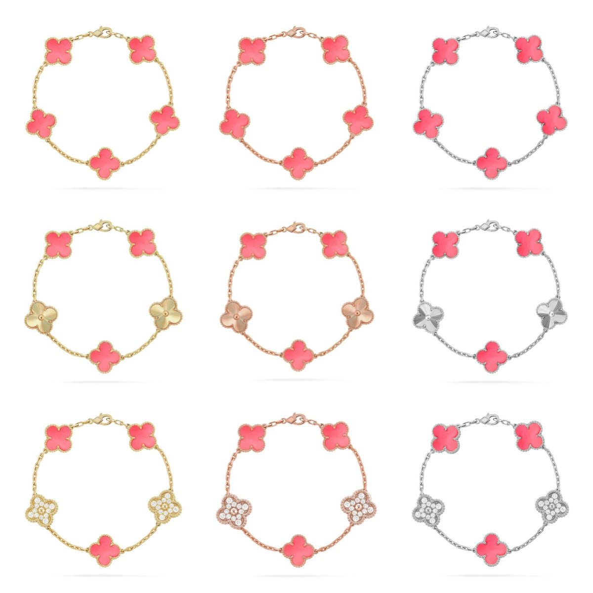 [Demi jewelry] CLOVER 5 MOTIFS  PINK MOP BRACELET COLLECTION-new