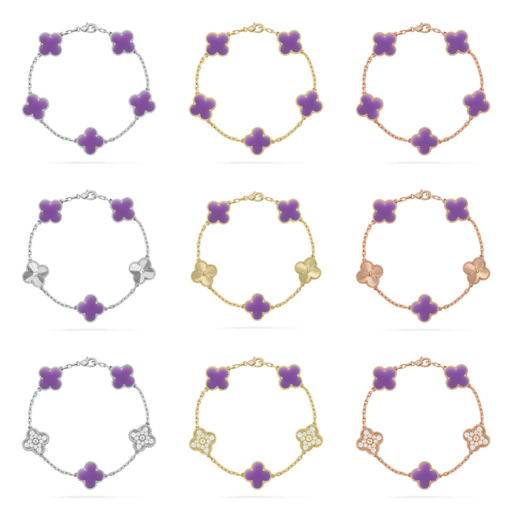 [Demi jewelry]CLOVER 5 MOTIF LIGHT PURPLE BRACELET COLLECTION-new