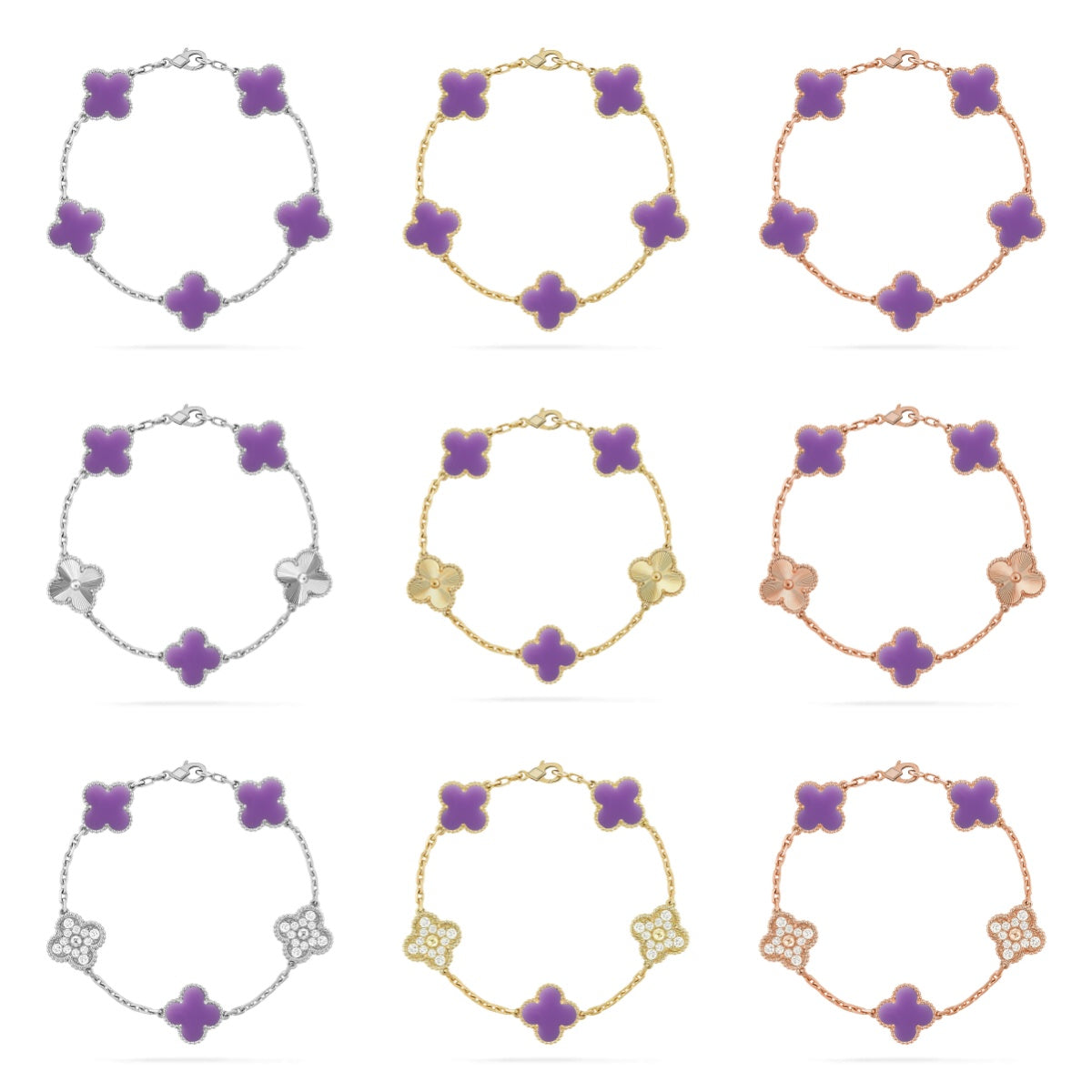 [Demi jewelry]CLOVER 5 MOTIF LIGHT PURPLE BRACELET COLLECTION-new