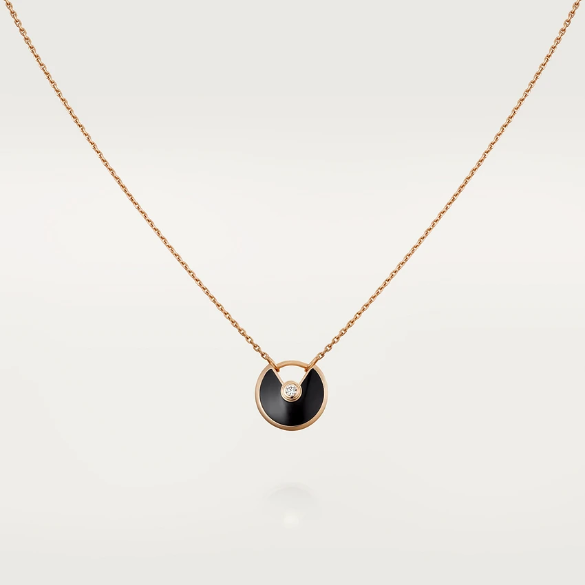 [Demi jewelry]AMULETTE ROSE GOLD ONYX NECKLACE