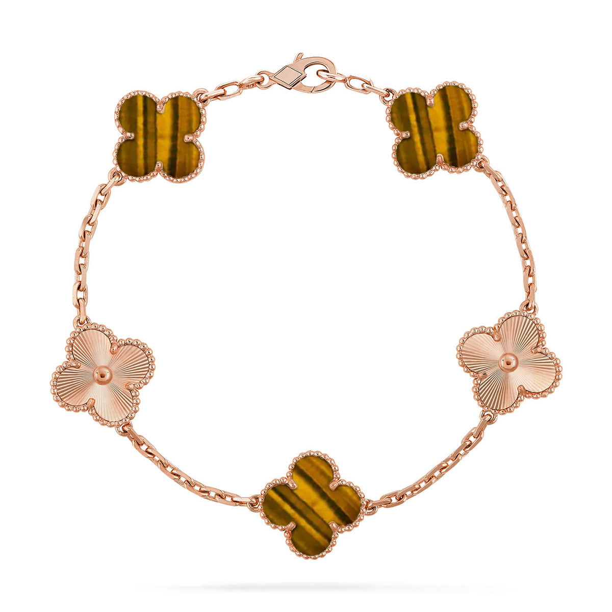 [Demi jewelry] CLOVER 5 MOTIFS TIGER EYE BRACELET COLLECTION