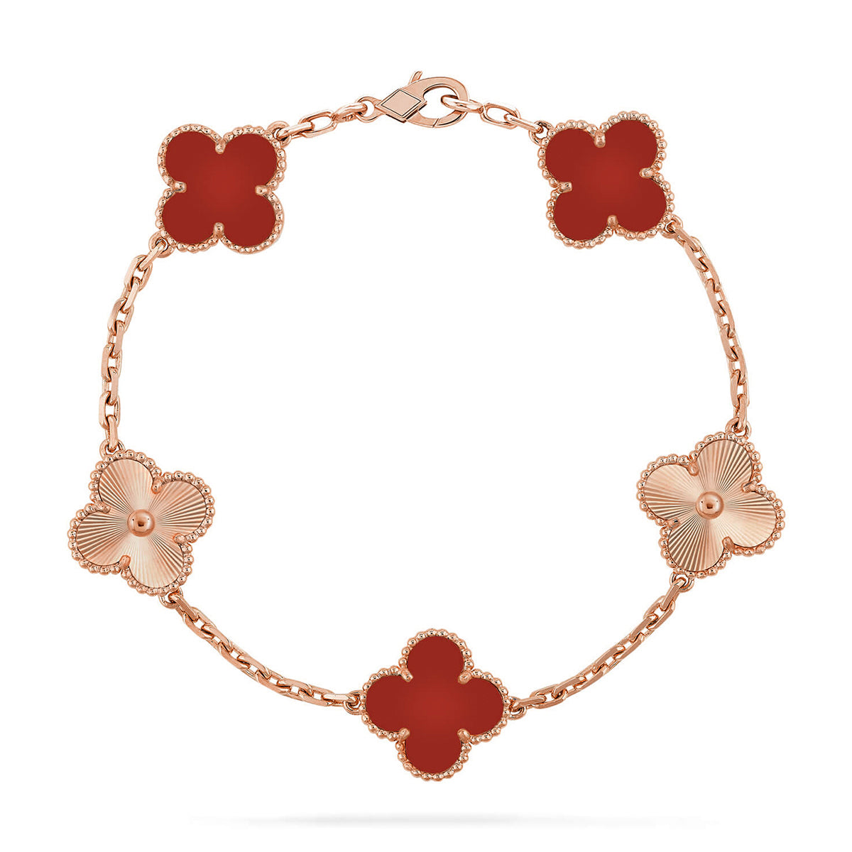 [Demi jewelry] CLOVER 5 MOTIF RED CORNELIAN BRACELET COLLECTION