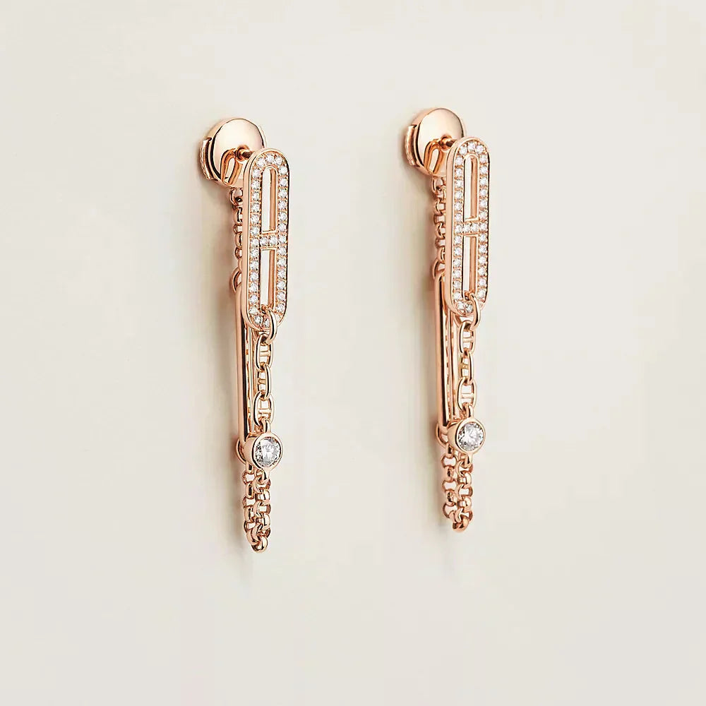[Demi jewelry]CHAINE CHAOS DIAMOND DROP EARRINGS
