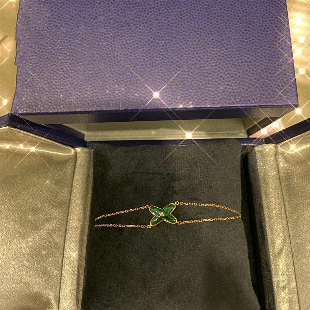 [Demi jewelry]JEUX BRACELET MALACHITE PINK GOLD 1 DIAMOND