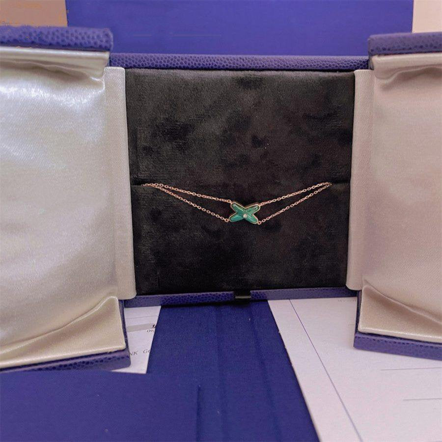 [Demi jewelry]JEUX BRACELET MALACHITE PINK GOLD 1 DIAMOND