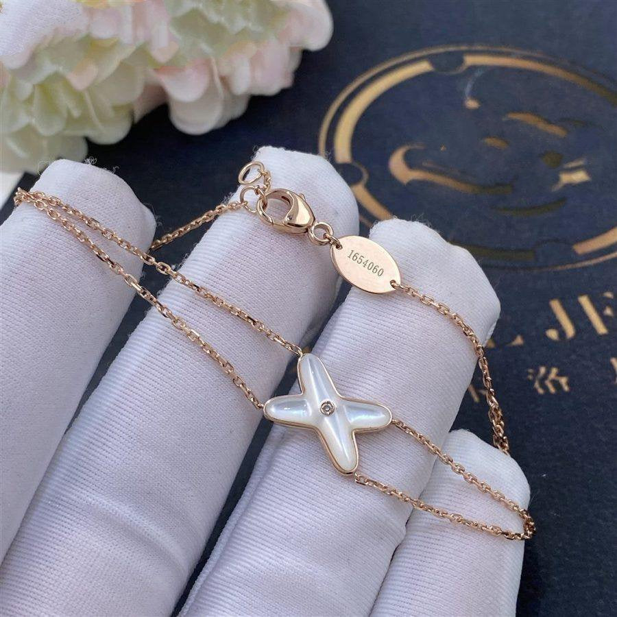 [Demi jewelry]JEUX BRACELET WHITE MOP PINK GOLD 1 DIAMOND