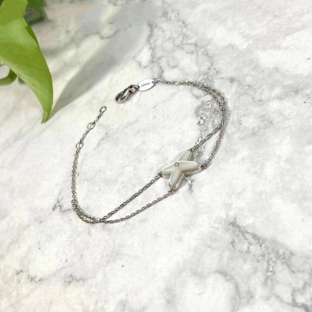 [Demi jewelry]JEUX BRACELET WHITE MOP SILVER 1 DIAMOND