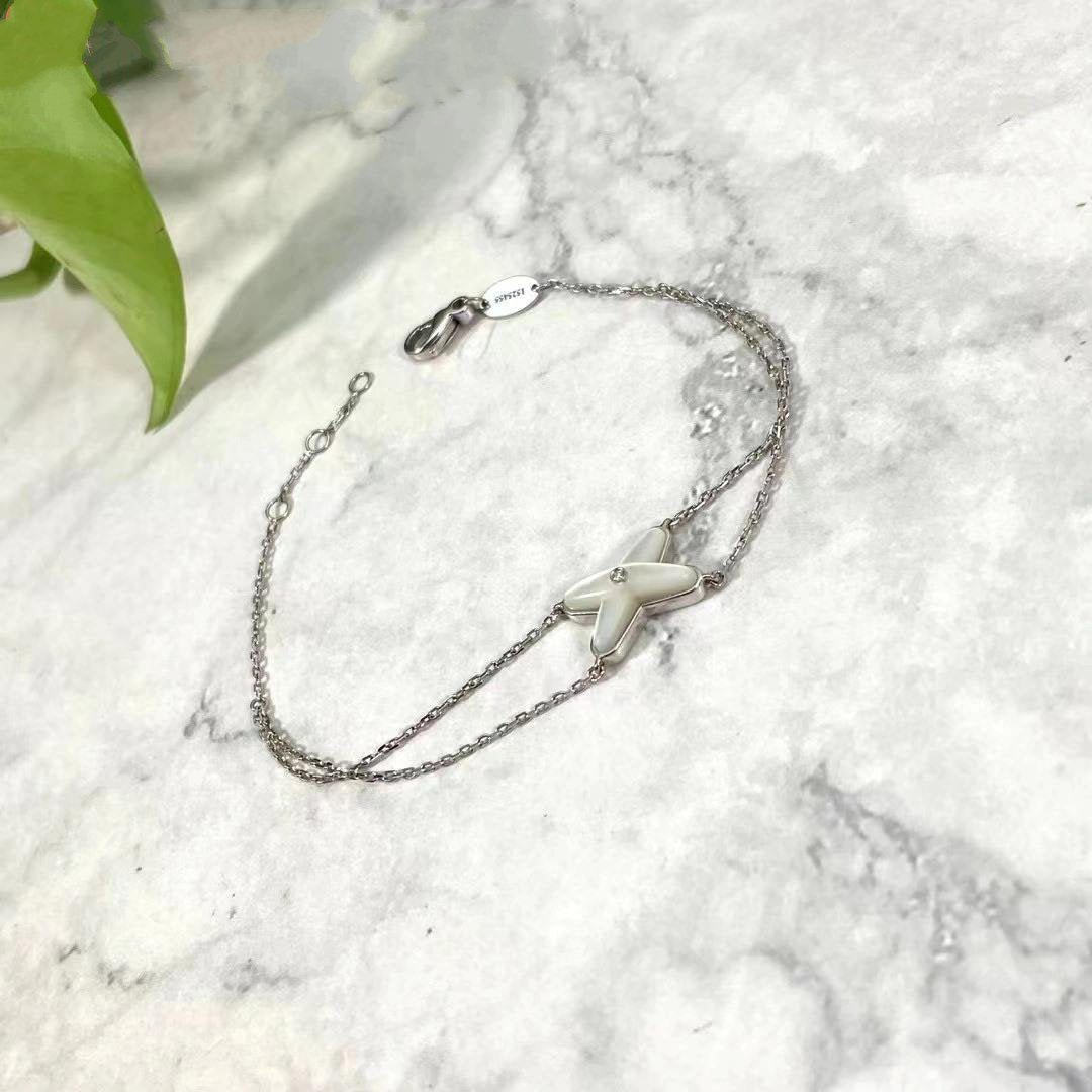 [Demi jewelry]JEUX BRACELET WHITE MOP SILVER 1 DIAMOND