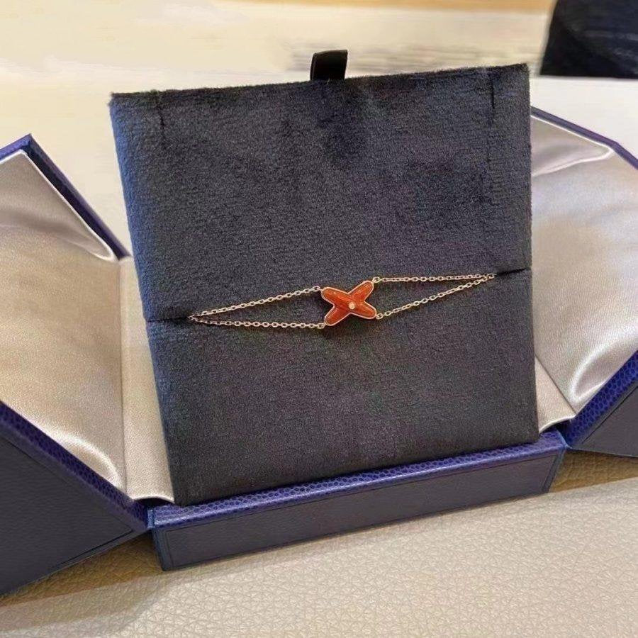 [Demi jewelry]JEUX BRACELET CARNELIAN PINK GOLD 1 DIAMOND