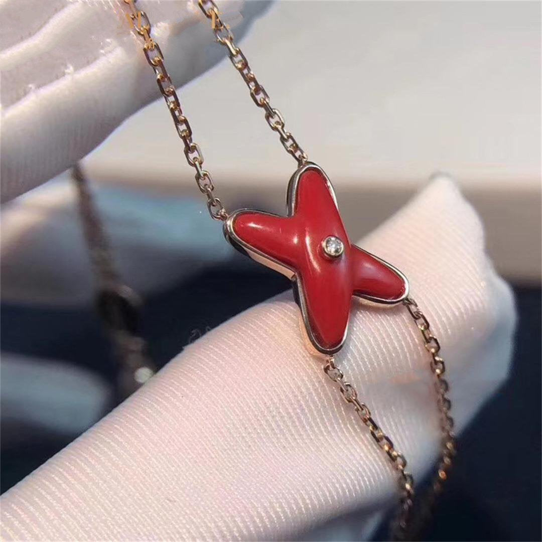 [Demi jewelry]JEUX BRACELET CARNELIAN PINK GOLD 1 DIAMOND