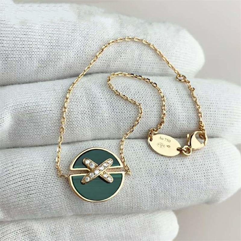 [Demi jewelry]JEUX DE BRACELET MALACHITE PINK GOLD DIAMONDS