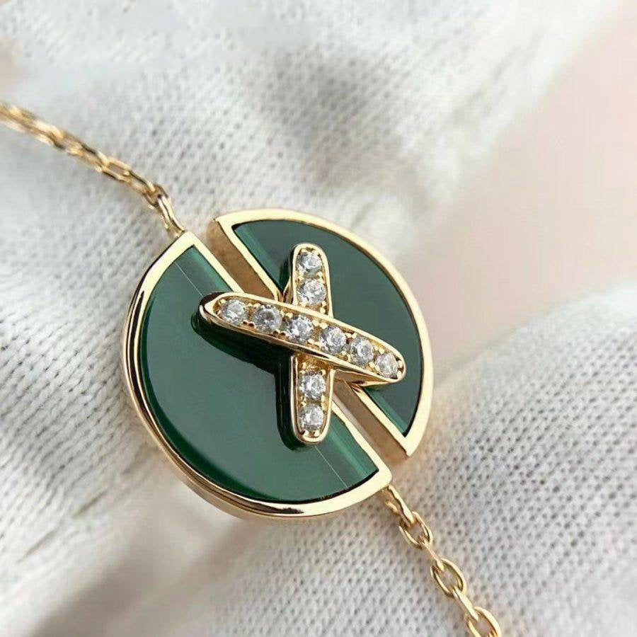 [Demi jewelry]JEUX DE BRACELET MALACHITE PINK GOLD DIAMONDS