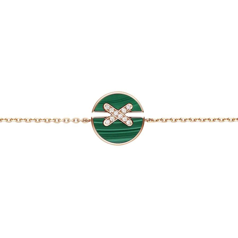 [Demi jewelry]JEUX DE BRACELET MALACHITE PINK GOLD DIAMONDS